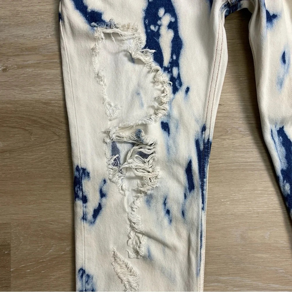Palm Angels Jeans Tie & Dye Skinny Fit 30/30 Destroyed Blue White Button Fly - Picture 7 of 16